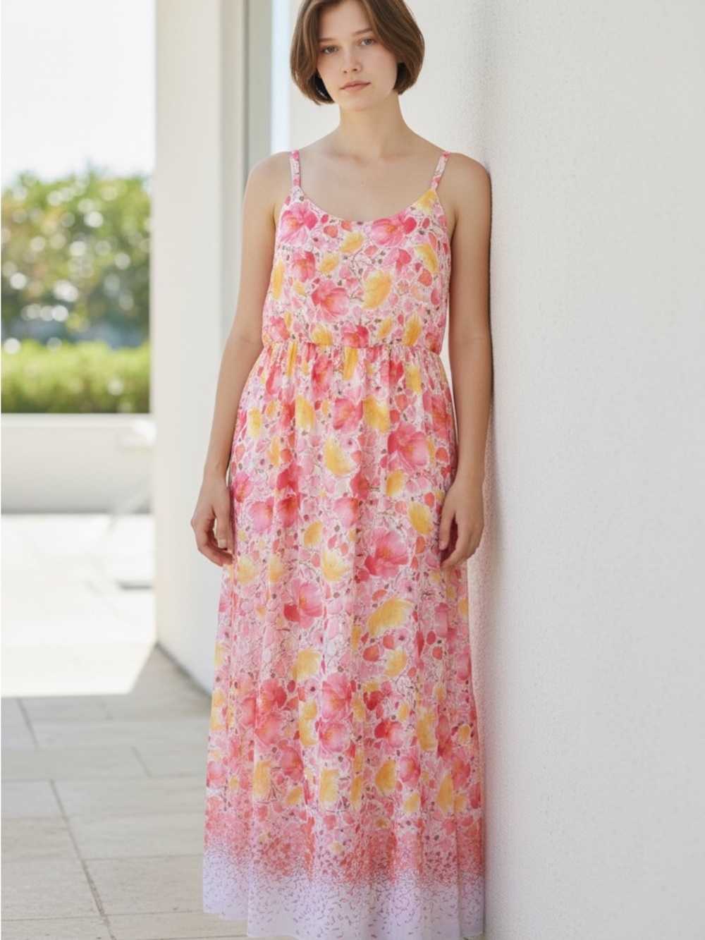 Lane Bryant Pink and Yellow Floral Sundress